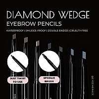 Eye Embrace Light Gray Eyebrow Pencils: Warm Betty & Cool Helen 2 Pack Bundle - Waterproof, Double-Ended Automatic Angled Tip & Spoolie Brush, Cruelty-Free