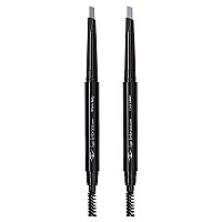 Eye Embrace Light Gray Eyebrow Pencils: Warm Betty & Cool Helen 2 Pack Bundle - Waterproof, Double-Ended Automatic Angled Tip & Spoolie Brush, Cruelty-Free