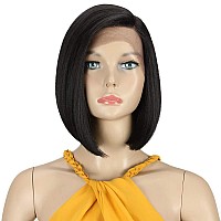 Dbut Synthetic Lace Front Wigs For Women Hd Lace Side Part Straight Bob Wig Short Black Bob Heat Resistant Fibers 1B Color A