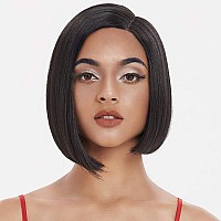 Dbut Synthetic Lace Front Wigs For Women Hd Lace Side Part Straight Bob Wig Short Black Bob Heat Resistant Fibers 1B Color A