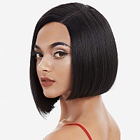 Dbut Synthetic Lace Front Wigs For Women Hd Lace Side Part Straight Bob Wig Short Black Bob Heat Resistant Fibers 1B Color A