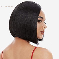 Dbut Synthetic Lace Front Wigs For Women Hd Lace Side Part Straight Bob Wig Short Black Bob Heat Resistant Fibers 1B Color A