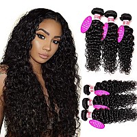 Vanlov Brazilian Water Wave Bundles Wet And Wavy Human Hair Weave Bundles Remy Curly Hair Extensions Hair Bundles 18 20 22Inch W