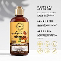 Wow Skin Science Moroccan Argan Oil Shampoo Sulfate Free Moisturizing Shampoo For Dry Damaged Hair For Women Men