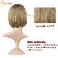 Queentas Short Blonde Bob Wig With Air Bangs Chin Length Short Bob Wig Heat Resistant Synthetic For Women With Wig Cap (Hazelnut Color#73)