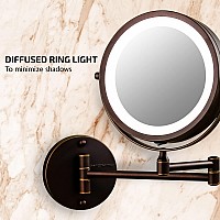 Ovente 7 Lighted Wall Mount Makeup Mirror 1X 7X Magnification Battery Powered Glow Cosmetic Light Up Spinning 360Degree