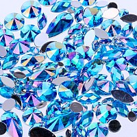 Mix Sizes 300pcs Crystal Lake Blue AB Nail Art Rhinestones DIY Non Hotfix Flatback Acrylic Nail Stones Gems For 3D Nails Art Decorations (Lake Blue AB)