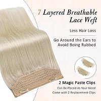 Full Shine Wire Hair Extensions Real Human Hair 14 Inch Platinum Blonde Wire Human Hair Extensions Straight Hairpiece Fish Line