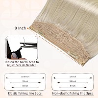 Full Shine Wire Hair Extensions Real Human Hair 14 Inch Platinum Blonde Wire Human Hair Extensions Straight Hairpiece Fish Line