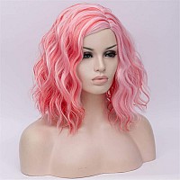 Cying Lin Short Bob Wavy Curly Wig Red Mixed Pink Wig For Women Cosplay Halloween Wigs Heat Resistant Bob Party Wig Include Wig Cap (Red Mixed Pink)