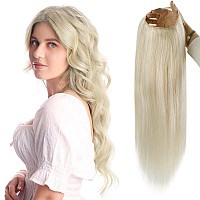 Full Shine U Shaped Wigs Platinum Blonde Half Part Hair Pieces U Wig One Piece Hair Extensions Natural Blonde Hair 120Grams 14In