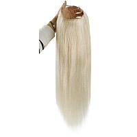 Full Shine U Shaped Wigs Platinum Blonde Half Part Hair Pieces U Wig One Piece Hair Extensions Natural Blonde Hair 120Grams 14In