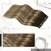 Moresoo Real Hair Extensions Clip In Human Hair Dark Brown To Light Brown Balayage Clip Extensions Medium Blonde Hair Extensions