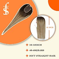 Full Shine Hair Topper Silk Base Crown 3 5Inch Toupee Replacement Real Human Hair Wiglet Brown Fading To Blonde Highlight Top