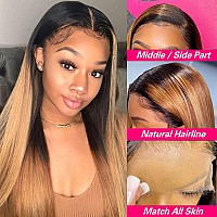 Haha Ombre Brazilian Straight Hair Bundles With Closure 10A Ombre Human Hair Bundles With Closure 2 Tone T1B30 Black To Brown A