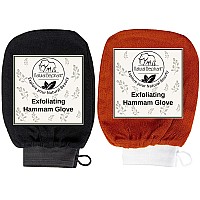 Natural Elephant Exfoliating Hammam Glove (Pure Black and Burnt Orange (Pack of 2))