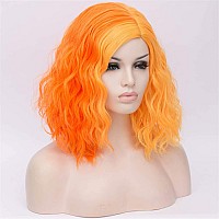 Cying Lin Short Bob Wavy Curly Wig Orange And Yellow Wig For Women Cosplay Halloween Wigs Heat Resistant Bob Party Wig Include W