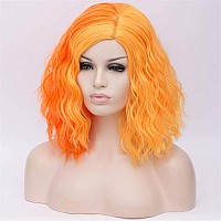 Cying Lin Short Bob Wavy Curly Wig Orange And Yellow Wig For Women Cosplay Halloween Wigs Heat Resistant Bob Party Wig Include W