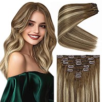 Ve Sunny Blonde Clip In Hair Extensions Balayage Human Clip In Hair Extensions For Women Clip In Extensions Real Human Hair Ches