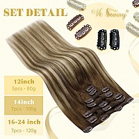 Ve Sunny Blonde Clip In Hair Extensions Balayage Human Clip In Hair Extensions For Women Clip In Extensions Real Human Hair Ches