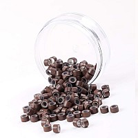 200Pcs Beads Silicone Aluminium Micro Nano Rings 50X30X30 Mm Lined For I Tipnano Hair Extensions Tool Beads Brown Color