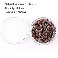 200Pcs Beads Silicone Aluminium Micro Nano Rings 50X30X30 Mm Lined For I Tipnano Hair Extensions Tool Beads Brown Color