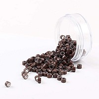 200Pcs Beads Silicone Aluminium Micro Nano Rings 50X30X30 Mm Lined For I Tipnano Hair Extensions Tool Beads Brown Color