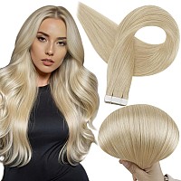 Full Shine Pu Tape In Hair Extensions Human Hair Blonde Tape In Extensions Silky Brazilian Human Hair Blonde Color 613 Double Si