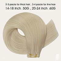 Full Shine 20 Inch Genius Weft Extensions Hand Tied Weft Hair Extensions Straight Human Hair Color Platinum Blonde Hair Extensio