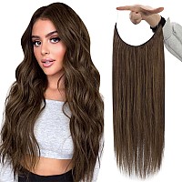 Fshine Clip In Hair Extensions Real Human Hair Bronzed Brown Wire Human Hair Extensions Invisible Hairpiece One Piece Hair Exten