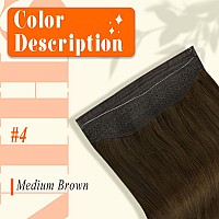 Fshine Clip In Hair Extensions Real Human Hair Bronzed Brown Wire Human Hair Extensions Invisible Hairpiece One Piece Hair Exten