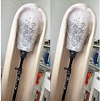 Andrai Hair 136 Inch Deep Part Lace Platinum Blonde Lace Front Synthetic Wigs Long Straight Heat Resistant Hair Pre Plucked Wi