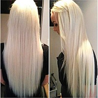 Andrai Hair 136 Inch Deep Part Lace Platinum Blonde Lace Front Synthetic Wigs Long Straight Heat Resistant Hair Pre Plucked Wi