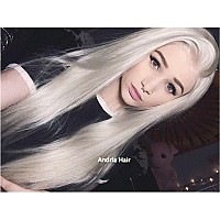 Andrai Hair 136 Inch Deep Part Lace Platinum Blonde Lace Front Synthetic Wigs Long Straight Heat Resistant Hair Pre Plucked Wi