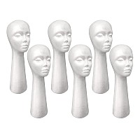 Studio Limited Styrofoam Mannequin Head Long Neck White Foam Wig Head Display With Wig Cap 2Pcs 6 Pack