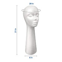 Studio Limited Styrofoam Mannequin Head Long Neck White Foam Wig Head Display With Wig Cap 2Pcs 6 Pack