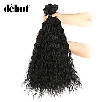 Dbut Synthetic Hair Bundles With Simple Closure Weave Bundles With Frontal Swiss Lace 9Pcs Water Wave 20 Inch 240G High Temper