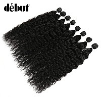 Dbut Synthetic Hair Bundles With Simple Closure Weave Bundles With Frontal Swiss Lace 9Pcs Water Wave 20 Inch 240G High Temper