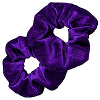 Kenz Laurenz Scrunchies for Hair - 2 Velvet Hair Ties for Women Girls Hair Elastics Ponytail Holder Scrunchy Girl Accessories Elastic Hair Bands Scrunchie Pack (Purple)