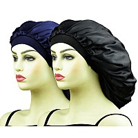 Satin Bonnets For Braids Silk Bonnet For Long Hair Covers Women Xl Large Silk Hair Bonnets Sleeping Bonnets Sleep Shower Cap Bl