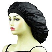 Satin Bonnets For Braids Silk Bonnet For Long Hair Covers Women Xl Large Silk Hair Bonnets Sleeping Bonnets Sleep Shower Cap Bl