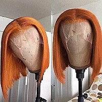 Ginger Bob Wig Glueless Human Hair 13X4 Hd Lace Front Orange Bob Wig 8Inch Straight Pre Plucked Short Cut Peruvian Virgin Hair T