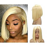 Smartinnov 13X4 Hd Lace Front Blonde Bob Wigs 180 Density Pre Plucked Virgin Human Hair 12Inch Glueless Wig Straight Hd Transpa