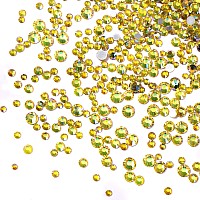 Jollin 3456Pcs Flatback Rhinestones Glass Charms Diamantes Gems Stones For Nail Art 6 Size Ss4Ss12 Lemon Ab