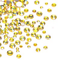 Jollin 3456Pcs Flatback Rhinestones Glass Charms Diamantes Gems Stones For Nail Art 6 Size Ss4Ss12 Lemon Ab