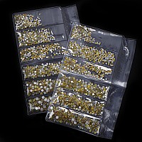 Jollin 3456Pcs Flatback Rhinestones Glass Charms Diamantes Gems Stones For Nail Art 6 Size Ss4Ss12 Lemon Ab