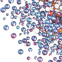 Jollin 3456Pcs Flatback Rhinestones Glass Charms Diamantes Gems Stones For Nail Art 6 Size Ss4Ss12 Blue Blaze