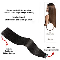 Aison Natural Black Tape In Hair Extensions Human Hair 18 Inches 40G 20 Pcspack Tape Ins Human Hair Extensions Real Human Hair