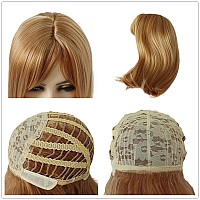 Gnimegil Strawberry Blonde Wig Halloween Costume Wig With Bangs Medium Length Mom Bob Wigs For Women Celebrity Natural Straight