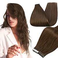 Full Shine Tape In Hair Extension Color 4 Medium Brown Tape In Extensions Real Human Hair 20Pcs Hair Extensions Tape In 50Gram S